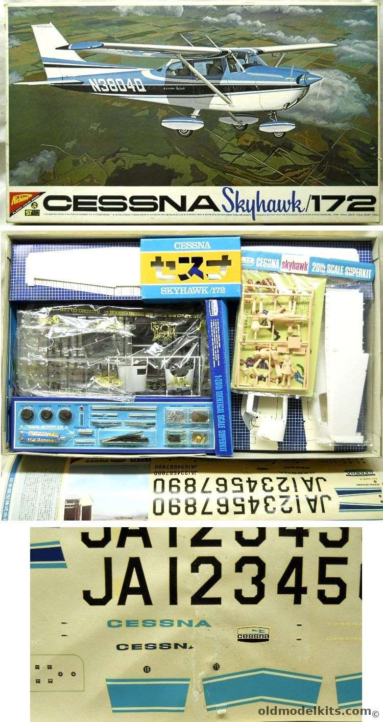 Nichimo 1/20 Cessna Skyhawk 172  Motorized, S-2002-2500 plastic model kit